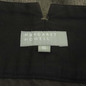 MARGARET HOWELL ウール グレンチェックスカート ミモレ丈 台形 3 グレー