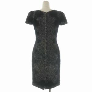 DOLCE&GABBANA ツイードレースワンピース ロング タイト レース 半袖 Vネック 38 ブラック