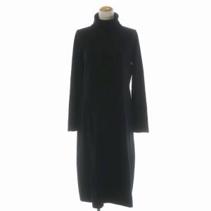 21AW SUPER WOOL TURTLE NECK DR ニットワンピース ロング タートルネック 長袖 S 黒 ブラック