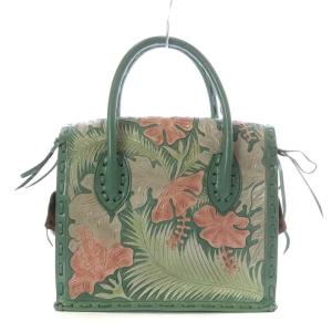 CARVING TRIBES カービングバッグ マエストラ ハンドバッグ ハイビスカス レザー 緑色 グリーン