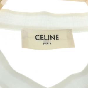 CELINE 20AW コットン ジャンボフリル ブラウス 前開き 長袖 バンドカラー 38 白