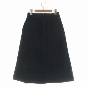 MARGARET HOWELL 20SS COTTON LINEN PLAIN WEAVE フレアスカート ミモレ丈 タック フロントジッパー 2 ネイビー