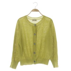 20SS TWISTED LINEN COTTON カーディガン ニット 長袖 クルーネック リネン 2 緑 グリーン