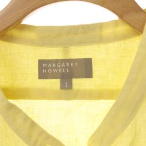 MARGARET HOWELL 20SS FINE LINEN カラーレスシャツ 七分袖 リネン 1 イエロー