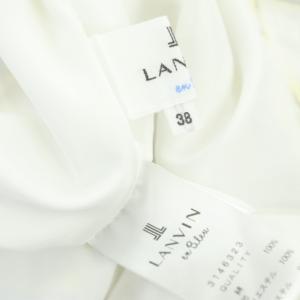 LANVIN en Bleu コットンギャザーワンピース チェック 半袖 ロング 38 ホワイト イエロー ブラック