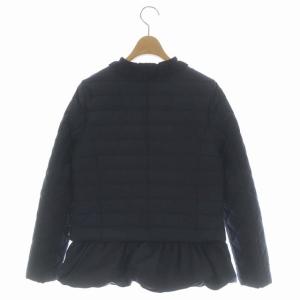 LANVIN en Bleu 中綿 キルティング ツイード フリル ジャケット アウター ジップアップ 36 ネイビー