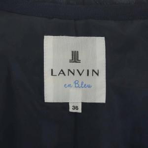 LANVIN en Bleu 中綿 キルティング ツイード フリル ジャケット アウター ジップアップ 36 ネイビー