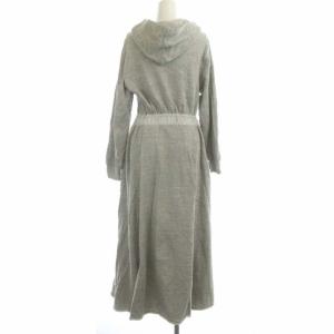 LANVIN en Bleu パーカーワンピース リネン混 長袖 フレア ロング ウエストギャザー 38 グレー