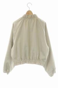 LANVIN en Bleu リバーシブルブルゾン ジップアップ フリル チュール 38 ベージュ 黒 ブラック