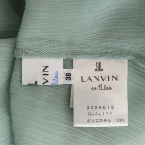 LANVIN en Bleu シースルーブラウス 長袖 ボリュームスリーブ シアー プルオーバー 38 ライトグリーン