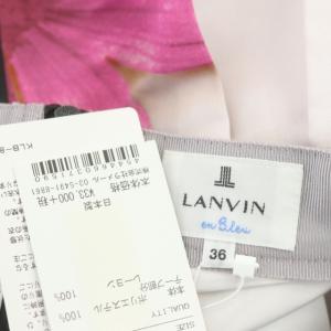 LANVIN en Bleu 台形スカート タック 膝丈 フラワー プリント 36 ピンク