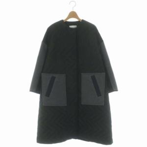 PEタフタ ノーカラーコート キルティング 36 ダークグリーン