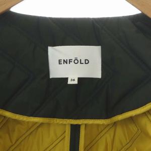 ENFOLD PEタフタ ノーカラーコート キルティング 36 ダークグリーン