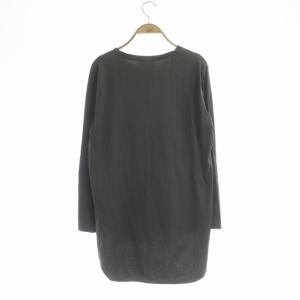 ATON コットン カットソー ロンT チュニック クルーネック 長袖 アシンメトリー 02 チャコールグレー