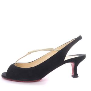 Christian Louboutin パンプス オープントゥ バックストラップ スエード 35.5 ブラック