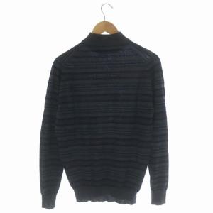 JOHN SMEDLEY ウールモックネックボーダーニット セーター 長袖 プルオーバー M グレー 緑