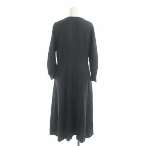 ANAYI ウールジョーゼットフレアシャツワンピース ロング 長袖 38 チャコール