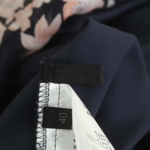 TO BE CHIC フラワープリント ワンピース ひざ丈 七分袖 花柄 40 ネイビー