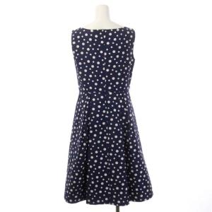ANAYI ドット ノースリーブワンピース フレア ロング 38 紺 白 ネイビー ホワイト