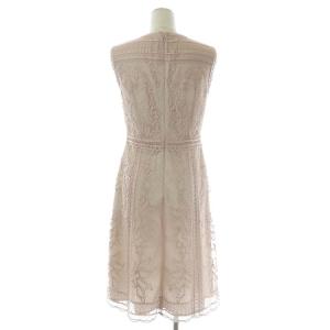 ANAYI 総刺繍 ノースリーブ ワンピース ひざ丈 レース 38 ピンク