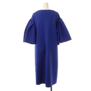CELFORD 22SS ボリュームスリーブ Aラインニットワンピース ミモレ丈 七分袖 38 青 ブルー