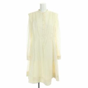 21AW カットジャガードミニワンピース 長袖 膝丈 シアー 38 アイボリー