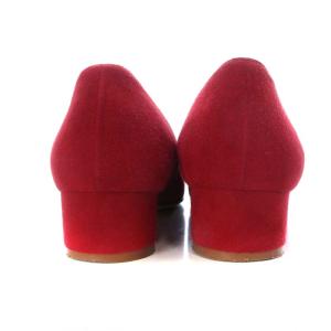 MANOLO BLAHNIK LISTONY パンプス チャンキーヒール スエード 37 レッド