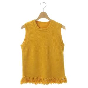 バスケット編みニットトップ ベスト フレア プルオーバー 36 ライトオレンジ