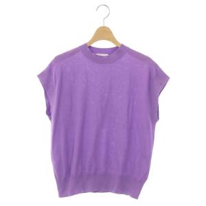 C ボトルネック ニット カットソー 半袖 プルオーバー ラベンダー