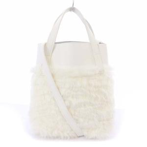 TOMORROWLAND フェイクカルガンラム トートバッグ ハンドバッグ ショルダーバッグ ホワイト