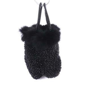 ANTEPRIMA ワイヤーバッグ ファー リボン ブラック