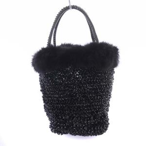 ANTEPRIMA ワイヤーバッグ ファー リボン ブラック