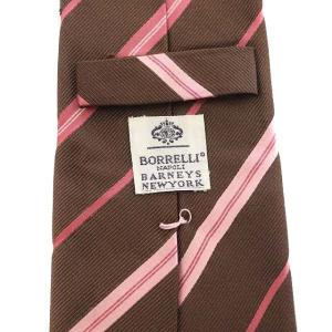 LUIGI BORRELLI バーニーズNY別注 ネクタイ ワイドタイ ストライプ シルク 茶 ピンク ブラウン
