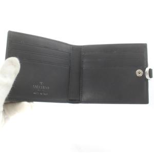 VALENTINO ネックストラップ付き VLTNロゴ 二つ折り財布 レザー 黒