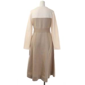 CELFORD 20AW ホールガーメントニットワンピース 長袖 ミモレ丈 フレア 36 ライトベージュ