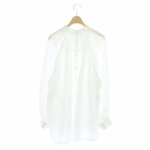 BEAUTY&YOUTH UNITED ARROWS バックボタンボリュームスリーブブラウス 長袖 コットン混 ホワイト