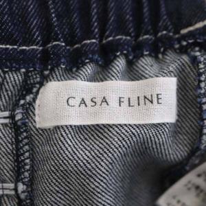 CASA FLINE フロントホックデニムロングワンピース ノースリーブ ロング フレア プリーツ切替  F 青