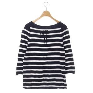 YURI PARK ドゥーズィエムクラス取り扱い コットンボーダー ニット セーター 八分袖 プルオーバー 紺 白 ネイビー ホワイト