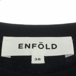 ENFOLD クルーネックコンパクトTシャツ カットソー 半袖 プルオーバー 38 ネイビー