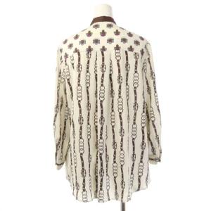 Grace Class 22SS コンビツイルプリントブラウス スカート セットアップ シャツ 前開き 長袖 ボウタイ ロング プリーツ 総柄 36