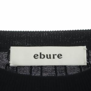 ebure ニット シアーコットンアセテート ワイドリブ カットソー 半袖 プルオーバー クルーネック 黒 ブラック
