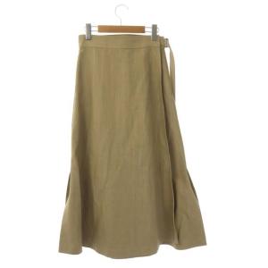 ebure 22SS スラブコットンリネンスカート ラップ フレア ロング 36 ベージュ