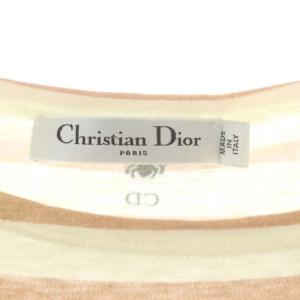 Christian Dior バックBEEプリント ボーダーカットソー 長袖 S アイボリー ベージュ