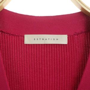 ESTNATION ニットロングカーディガン 長袖 Vネック F ピンク