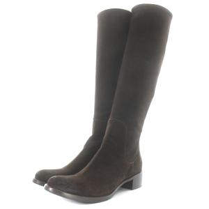 PRADA ロングブーツ ローヒール スエード 36 ブラウン