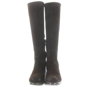 PRADA ロングブーツ ローヒール スエード 36 ブラウン