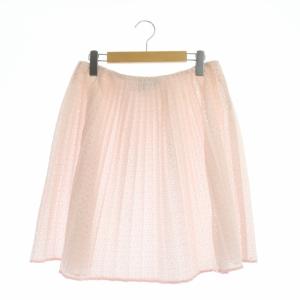プリーツスカート アイレットレース  ひざ丈 40S ピンク