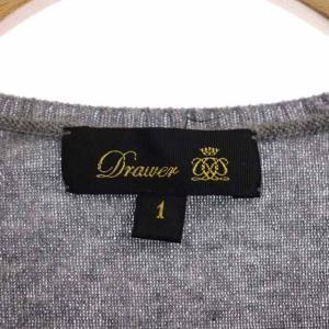 Drawer カシミヤパフスリーブクルーネックニット セーター 長袖 プルオーバー 1 グレー