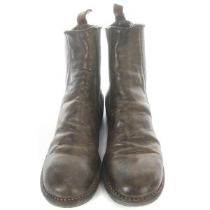 GUIDI サイドゴア ショートブーツ レザー 36 茶