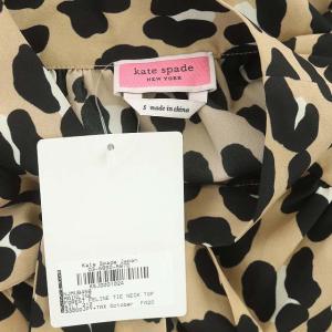 kate spade new york レオパード柄 ブラウス ボウタイ リボン プルオーバー 長袖 ベージュ ブラック ホワイト